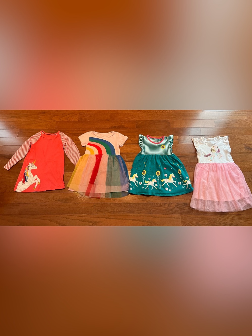 Girls Unicorn & Rainbow Dress Bundle - Pink, Coral, Teal, Multicolor